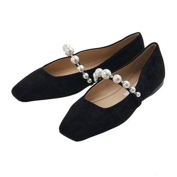 JIMMY CHOO フラットシューズ レディース スエード ブラック/ホワイト 103185725