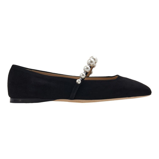 JIMMY CHOO フラットシューズ レディース スエード ブラック/ホワイト 103185725