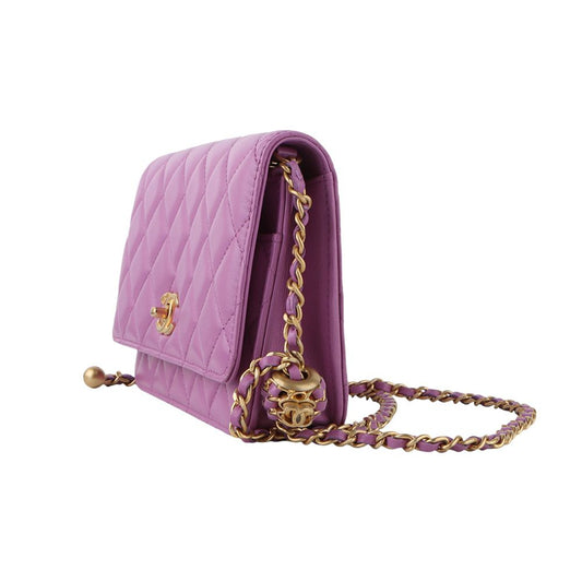 CHANEL AP1450 ラムスキン クラシック WOC ゴールドボール チェーン クロスバッグ 内蔵チップ 33209 103632876