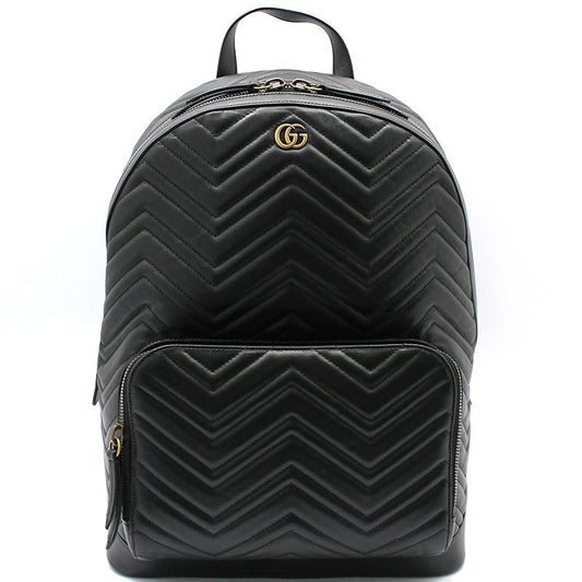 GUCCI 523405 ブラック マトラッセ シェブロン ゴールド マモント バックパック 103645487