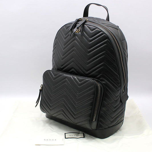 GUCCI 523405 ブラック マトラッセ シェブロン ゴールド マモント バックパック 103645487