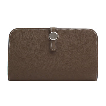 Hermes Etoupe Dogon Duo Silver Long Wallet U stamp 103659339