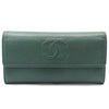 CHANEL A50070 Green Caviar Timeless CC Logo Flap Long Wallet 103866672 [P]