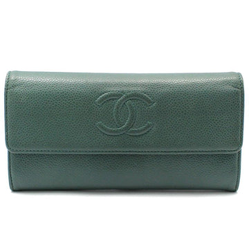 CHANEL Timeless CC Logo Flap Long Wallet in Green Caviar A50070 103866672