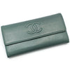 CHANEL A50070 Green Caviar Timeless CC Logo Flap Long Wallet 103866672 [P]