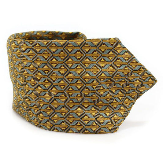Hermes 900 HA 100% Silk Olive Green Pattern Tie CO60182HE 103868351