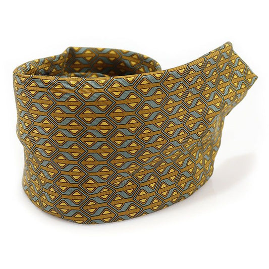 Hermes 900 HA 100% Silk Olive Green Pattern Tie CO60182HE 103868351