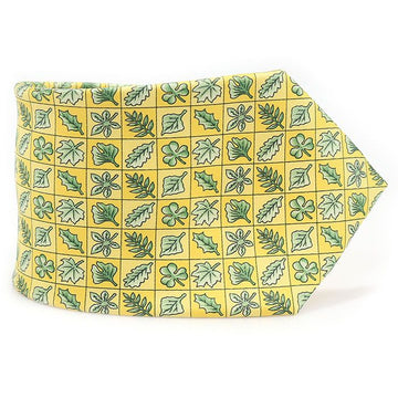 HERMES 7724 OA 100%シルクイエローレフパターンネクタイ CO19291HE 103868800