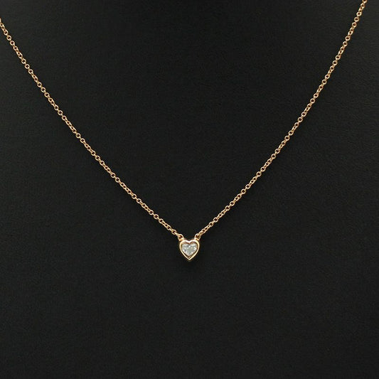 Tiffany & Co 18K Pink Rose Gold 1P Diamond By The Yard Heart Necklace 33625014 104600927