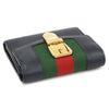 GUCCI Web Geldbörse aus schwarzem Leder mit goldener Hardware 476081 104676808 [P]