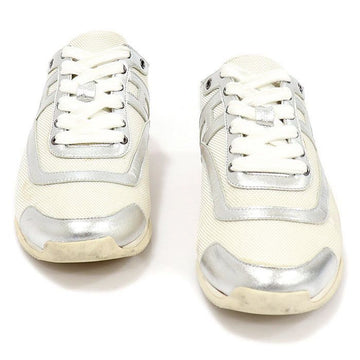 HERMES H151173Z Weißes Canvas Silbernes Ledertrimming Kool Low Top Damensneaker 36 104677757