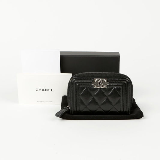 CHANEL A80602 Boy Zip Card Holder 102346813