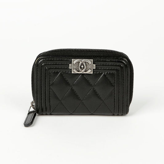 CHANEL A80602 Boy Zip Card Holder 102346813