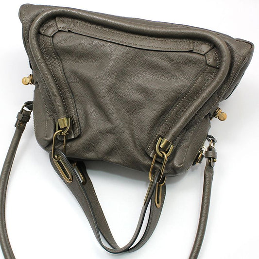 Chloe 8HS891 Gray Leather Gold-Plated Paraty Medium Shoulder Bag 105498436