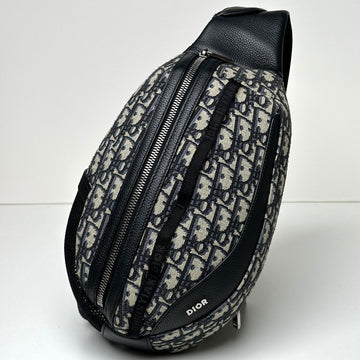 DIOR Oblique Jacquard Skarabäu Tasche Schwarz Geledertes Kalbsleder 1ESBO040YKY 105619609