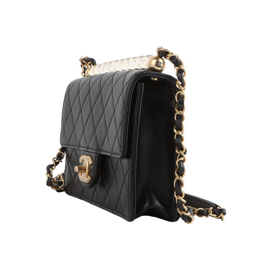 CHANEL アクリルビーズ フラップ クロスバッグ ミディアム ブラック 33323 105624309