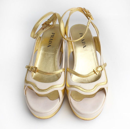 PRADA ツートン プラットフォーム サンダル 36 105804633