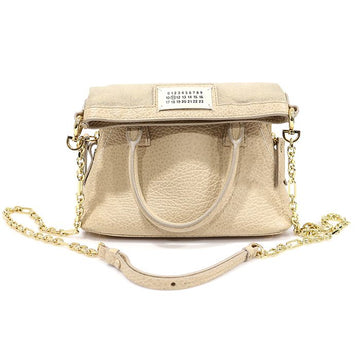 MAISON MARGIELA S56WG0081 Mandelfarbenes Beige Grainy Leder 5AC Classique Mikro Tote 105857625