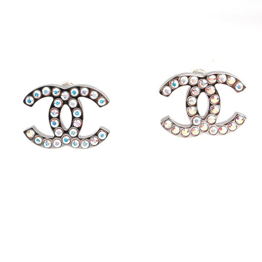 CHANEL Hologram Crystal Silver Earrings 106924959