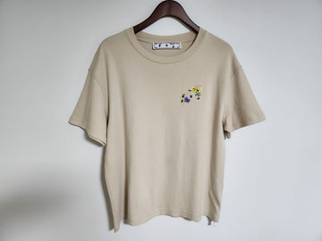 Off White M Checked Flower Embroidery T-Shirt OWAA089S21JER002 107019524