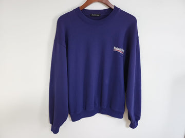 Balenciaga S Blue Wave Logo Sweatshirt 536585 TBV14 4540 107020848