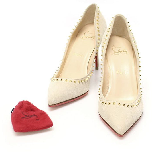 CHRISTIAN LOUBOUTIN Beige Wildleder Spike Angelina 85 Pumps Damen Schuhe 36 110645070