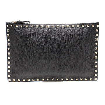 VALENTINO QW1P0269VSH schwarze Stampalccio Kalbsleder goldene Rockstud Clutch 110645409