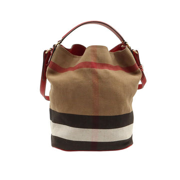 Burberry Red Leather Mega Check Susanna Medium 2WAY 3855146 110781285