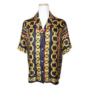 SANDRO ゴールドチェーンプリントシルクシャツ 55, 66 110856078