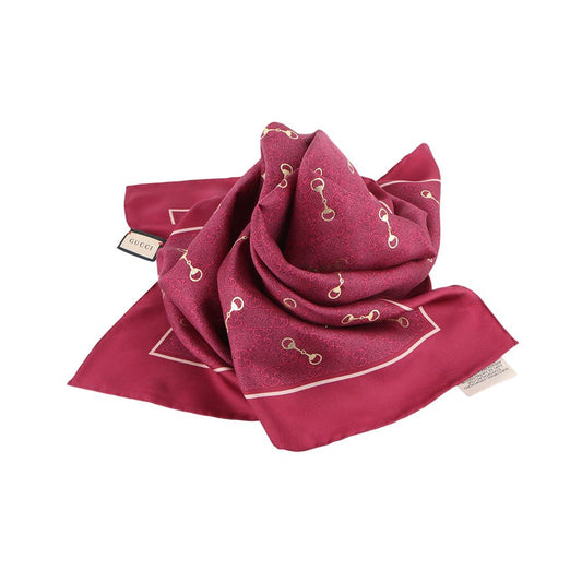 Gucci GG Print Horsebit Silk Carre Scarf 33371Y-2 110874665