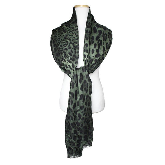 Dolce & Gabbana Deep Green Leopard Stole Scarf 12345 111038671