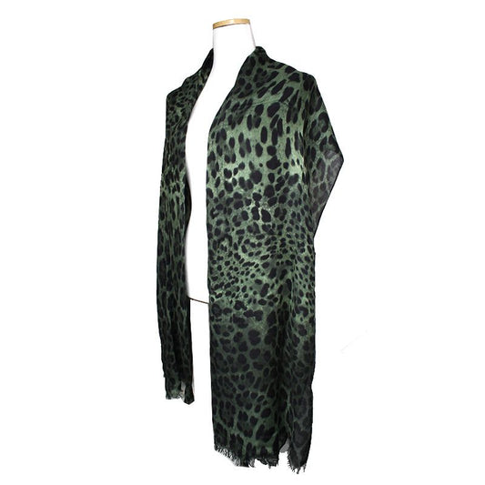 Dolce & Gabbana Deep Green Leopard Stole Scarf 12345 111038671