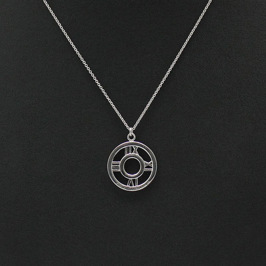 Tiffany & Co Sterling Silver Atlas Circle Pendant Necklace 12345 111103964
