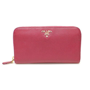 PRADA 1M0506 Pink Saffiano-Leder mit goldfarbenem Schriftzug Reißverschluss Langbörse 111122800