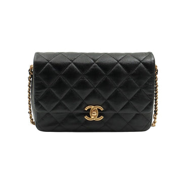 CHANEL ブラック グレイン カーフスキン キャビア ゴールド フラップ メロディ チェーンショルダーバッグ (内蔵チップ) / AS3165 111131052