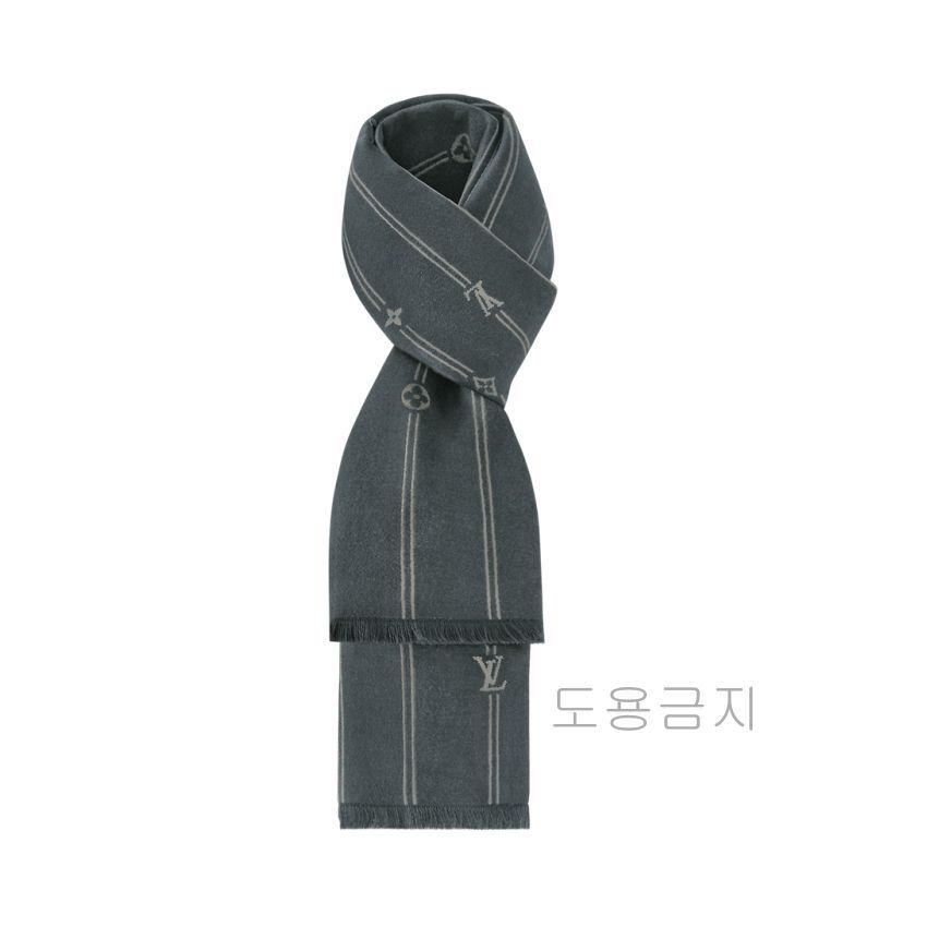 Louis Vuitton Monogram Stripe Scarf Black M77189 111219699 – trenbe