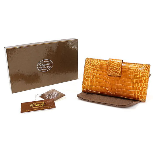 COLOMBO Mustard Crocodile Leather Free Madonna Long Wallet 124 111223481