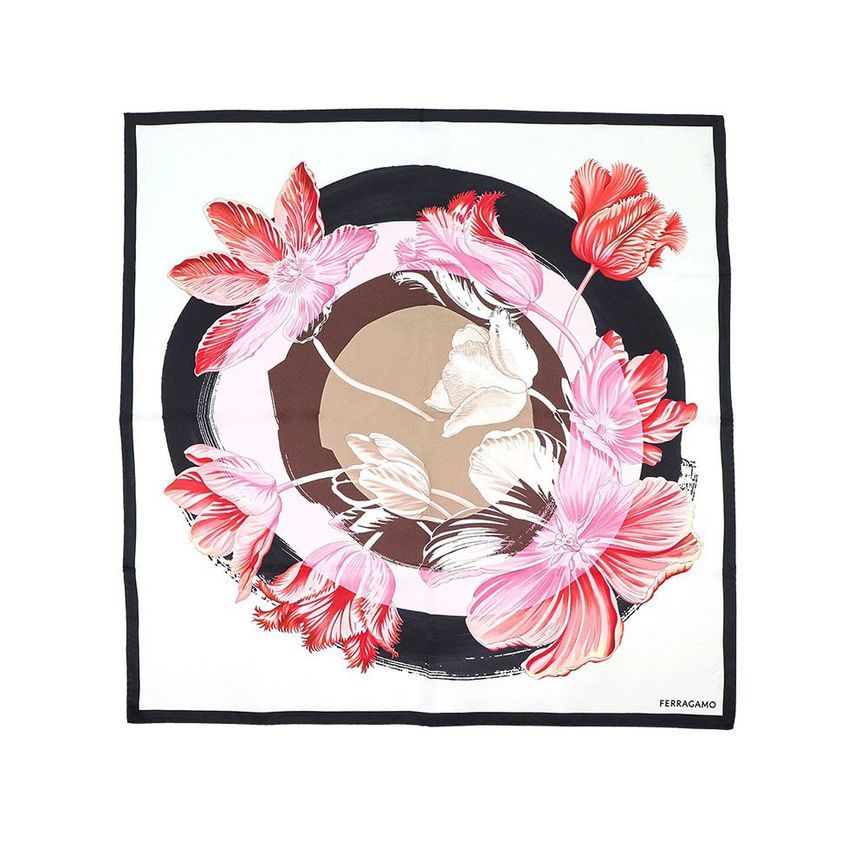 Salvatore Ferragamo Flower Print Silk Scarf stamp: 310143-0762778