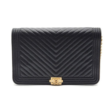 CHANEL キャビア シェブロン ボーイ WOC ミニ クロスバッグ L822369 112491024