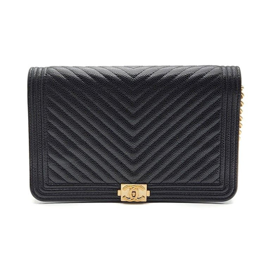 CHANEL キャビア シェブロン ボーイ WOC ミニ クロスバッグ L822369 112491024