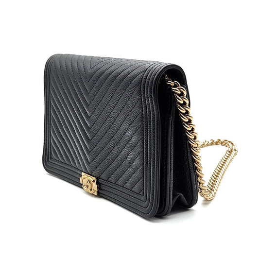 CHANEL キャビア シェブロン ボーイ WOC ミニ クロスバッグ L822369 112491024