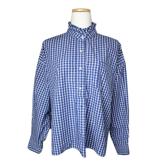 ISABEL MARANT イザベル・マラン ロイヤルブルー チェック シャツ 66, 77 112700259