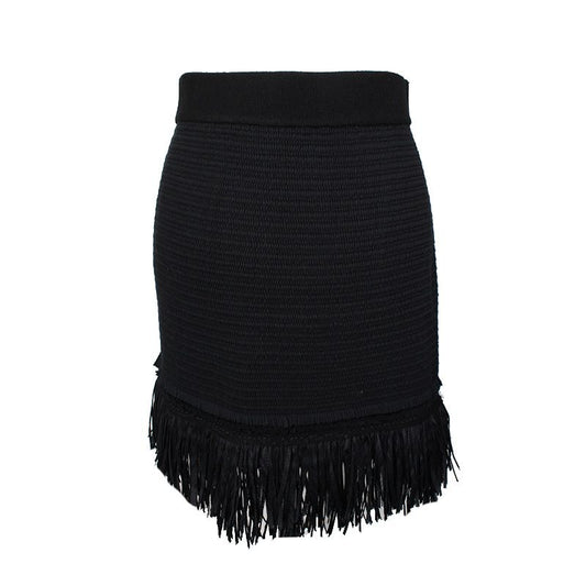 CLUB MONACO ブラックフリンジバンディングスカート 55 112704337