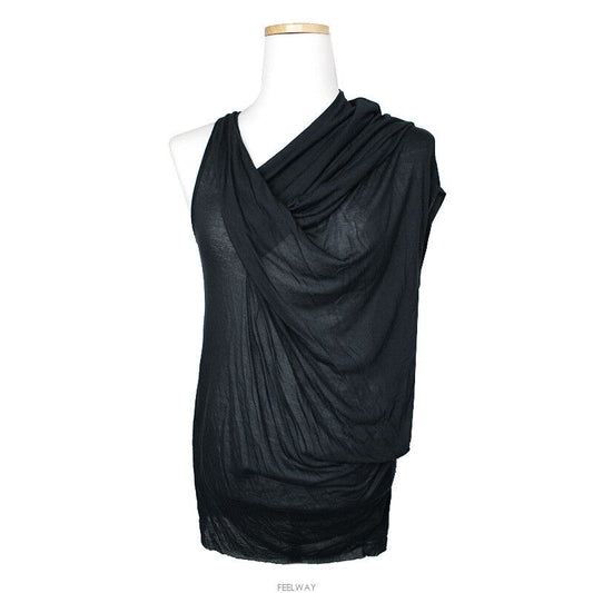 HELMUT LANG ヘルムート・ラング ティールグリーン アシンメトリック トップス 66, 77 112705056