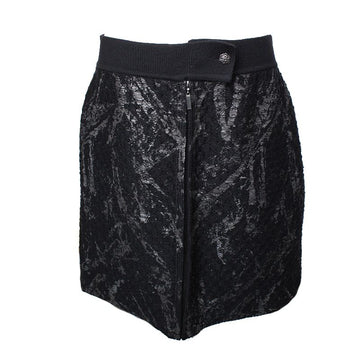 CHANEL ブラックプリントウールニットスカート 77 112705746