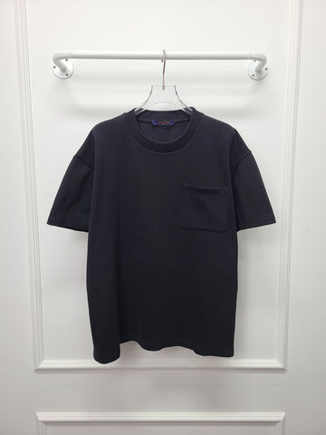 LOUIS VUITTON Schwarzes Monogramm Pocket Pique Baumwoll-T-Shirt 112808225