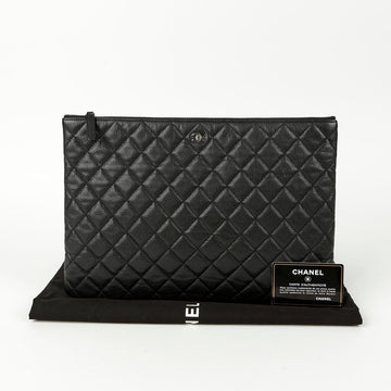CHANEL Caviar Skin CC Logo Large Clutch 115556077