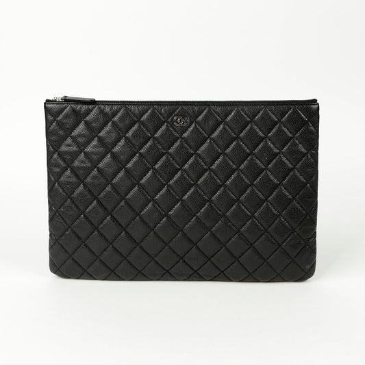 CHANEL Caviar Skin CC Logo Large Clutch 115556077
