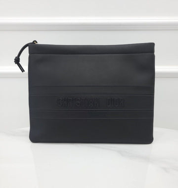 DIOR Schwarze Lettering Streifen Embossed Logo Leder Clutch 112887390