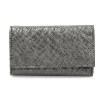 Prada Grey Saffiano Leather Silver 6-Key Ring Key Case 2PG222 112887420
